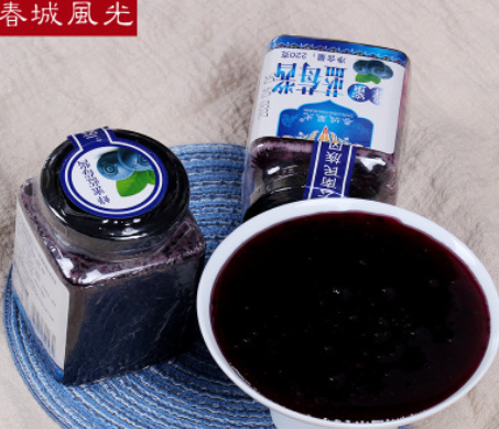 蓝莓酱云南蓝莓果酱大颗粒果肉早餐面包烘焙酱奶茶店专用冲水喝